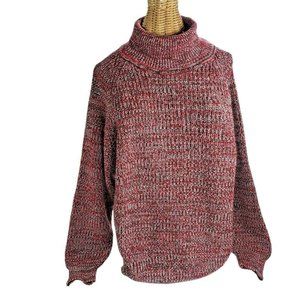 Barnaby Vintage Sweater Black Red & White Turtle Neck M
